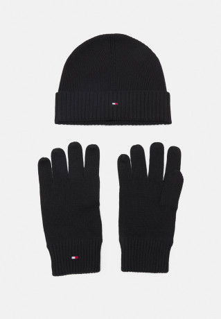 Tommy Hilfiger ESSENTIAL BEANIE & GLOVES SET Gloves black ESSENTIAL BEANIE &amp; GLOVE SET Перчатки черный