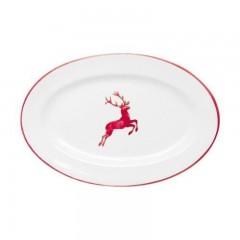 Gmundner Keramik Gmundner Keramik Rubinroter Hirsch Platte oval mit Fahne Gourmet 21x14x2,1 cm Тарелка Gmundner Ceramics Ruby Red Deer овальная с флажком Gourmet 21x14x2,1 см