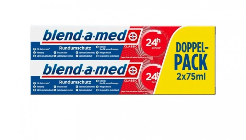 Набор 10 упаковок по 2 х 75 мл (20 тюбиков) Blend-a-med Classic зубная паста для ежедневного ухода (Германия), защита от кариеса 24 часа, классическая мята