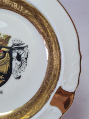 Пепельница винтажная Winterling Engen, белый фарфор с золотым декором &quot;Герб Вены, 10,5 x 1,5 см, Германия, 1960-70гг.