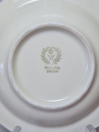 Пепельница винтажная Winterling Engen, белый фарфор с золотым декором "Герб Вены, 10,5 x 1,5 см, Германия, 1960-70гг.