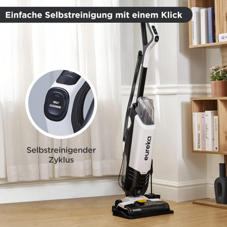 Eureka! Eureka! Akku-Hand-und Stielstaubsauger Ideal fur Hartboden, Teppiche, Tierhaare, 550,00 W, beutellos, mit Doppeltank und Selbstreinigung Ideal fur Haustiere und Familie Эврика! Беспроводной ручной пылесос, идеально подходит для твердых полов, ков