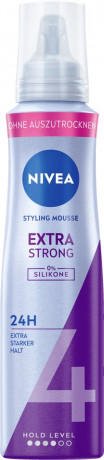 NIVEA Extra Stark Schaumfestiger, 150 ml, Нивеа Мусс для укладки волос, пантенол и витамин B3, экстра сильная фиксация до 24ч, термозащита, 150 мл