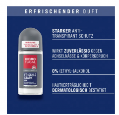 Hidrofugal Deo Roll-on Men Frisch &amp; Stark, Гидрофугал Шариковый Дезодорант для мужчин с свежим ароматом, 50 мл