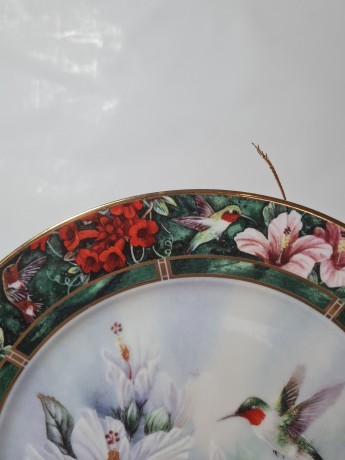 W.L.George Fine China by Lena Liu Яркая декоративная тарелка "Колибри", 20см, Германия, 1960-70гг.