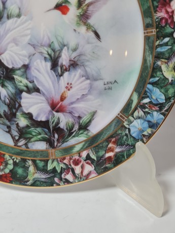 W.L.George Fine China by Lena Liu Яркая декоративная тарелка "Колибри", 20см, Германия, 1960-70гг.