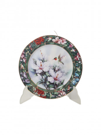 W.L.George Fine China by Lena Liu Яркая декоративная тарелка "Колибри", 20см, Германия, 1960-70гг.