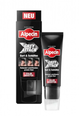 Alpecin Shampoo Grey Attack Bart &amp; Schlafen Color Booster, 50 ml, оттеночный шампунь для бороды и висков для мужчин (Германия), 50 мл, постепенное закрашивание седины, натуральный тёмный оттенок, без силиконов