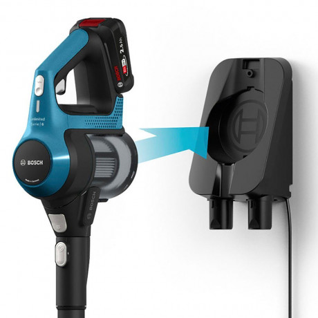BOSCH BOSCH Akku-Stielstaubsauger Unlimited Serie 6, schwarz, BKS6111P, beutellos, 18V Power for ALL Akku, inkl. Mobelpinsel  Беспроводной пылесос BOSCH Unlimited Series 6, черный, BKS6111P, без мешка, аккумулятор 18 В Power for ALL, включая мебельную щет