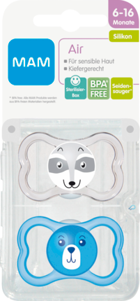 MAM Соска Air Силикон 6-16 Месяц ы для Jungen inklusive sterilisier-Transportbox, 2 шт
