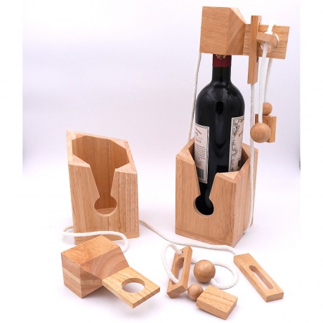 ROMBOL Flaschentresor – Edles Denkspiel aus Holz fur grosse Flaschen Сейф для бутылок — благородная деревянная головоломка для больших бутылок