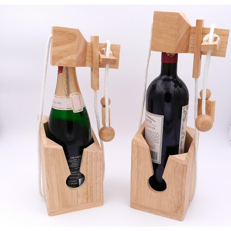 ROMBOL Flaschentresor – Edles Denkspiel aus Holz fur grosse Flaschen Сейф для бутылок — благородная деревянная головоломка для больших бутылок