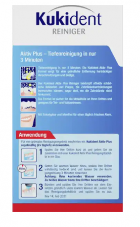 Kukident AktivPlus Tiefenreiniger Gebissreiniger-Tabletten 128 Stk. Чистящее средство для зубного протеза таблетки AktivPlus, 128 шт
