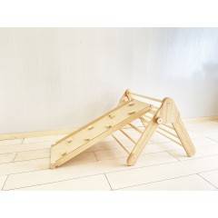 Woodwork for Kids Klappbares Massivholz Kletterdreieck mit Rutsch- und Kletterbrett nach Pikler Art Складной треугольник для скалолазания из цельного дерева с выдвижной и лазающей доской в ??стиле Пиклера.