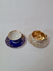 Bareuther Bavaria НАБОР чайная пара "Золото на синем" и чайная пара "Золото", Германия, 1950-60гг.