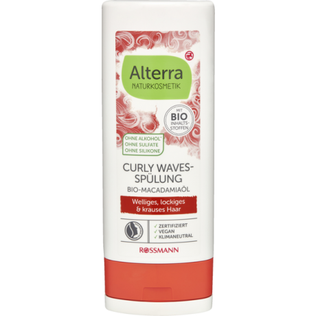 Alterra NATURKOSMETIK Curly Waves-Spülung Bio-Macadamiaöl, Алтерра Кондиционер для волос с органическим маслом макадамии для вьющихся волос 200мл