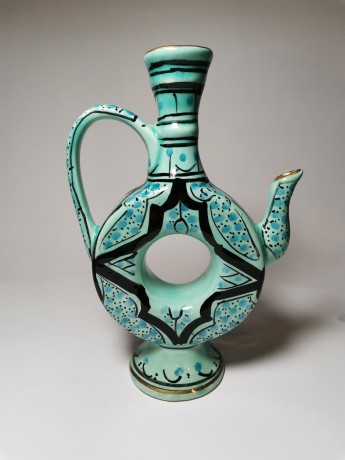 Azouz Kharraz, Винтажный кувшин фарфоровый с позолотой в арабском стиле 20см, Тунис, 1970-80г.