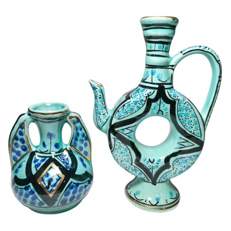 Azouz Kharraz, Винтажный кувшин фарфоровый с позолотой в арабском стиле 20см, Тунис, 1970-80г.