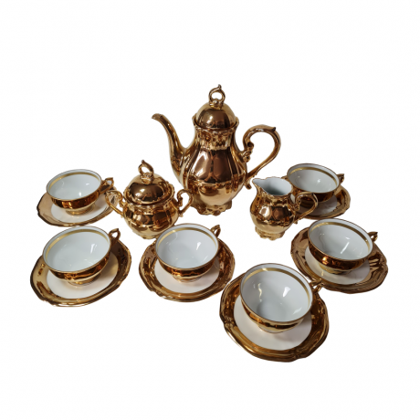 Moschendorf Retsch Wunsiedel Фарфоровый сервиз для чая с обильной позолотой "Золото", на 6 персон, Германия, 1960-70гг.