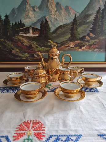 Moschendorf Retsch Wunsiedel Фарфоровый сервиз для чая с обильной позолотой "Золото", на 6 персон, Германия, 1960-70гг.