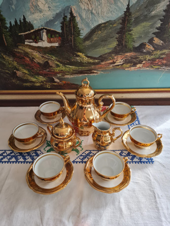 Moschendorf Retsch Wunsiedel Фарфоровый сервиз для чая с обильной позолотой "Золото", на 6 персон, Германия, 1960-70гг.