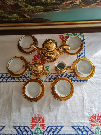 Moschendorf Retsch Wunsiedel Фарфоровый сервиз для чая с обильной позолотой "Золото", на 6 персон, Германия, 1960-70гг.