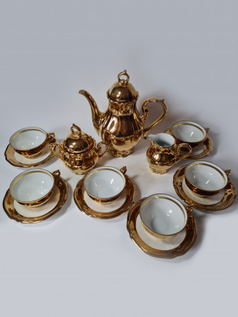 Moschendorf Retsch Wunsiedel Фарфоровый сервиз для чая с обильной позолотой "Золото", на 6 персон, Германия, 1960-70гг.