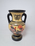 Ваза для цветов в греческом стиле с двумя ручками в желто-красно-черных тонах "Прометей", 13 x 8,5 см, Греция, 1960-70гг.