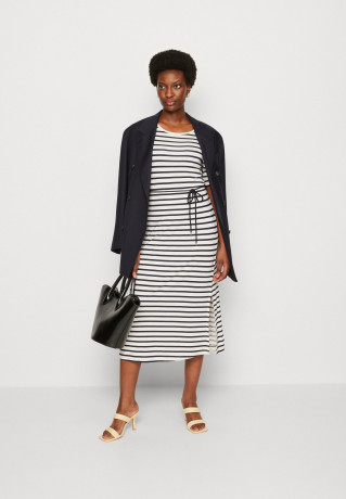 Tommy Hilfiger STRIPE MIDI Jersey dress white/desert sky ПОЛОСКА МИДИ Платье из джерси белое/пустынное небо