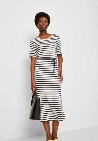 Tommy Hilfiger STRIPE MIDI Jersey dress white/desert sky ПОЛОСКА МИДИ Платье из джерси белое/пустынное небо