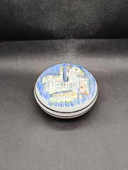 Шкатулка винтажная Lubero / R.Nock &quot;Почетный дар муниципалитета Офтерсхайм&quot; с изображением города, 13.5 см, фарфор, Германия, 1970-80гг.