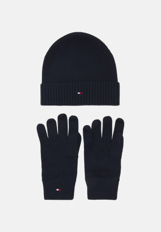 Tommy Hilfiger ESSENTIAL BEANIE & GLOVES SET Gloves space blue ESSENTIAL BEANIE &amp; GLOVE SET Перчатки космический синий