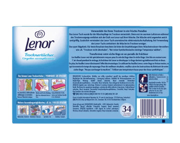 Lenor Trockentucher Ленор Ароматизирующие салфетки для сушильной машины, "Апрельская свежесть", 5 упаковок х 34 штуки (170 шт)