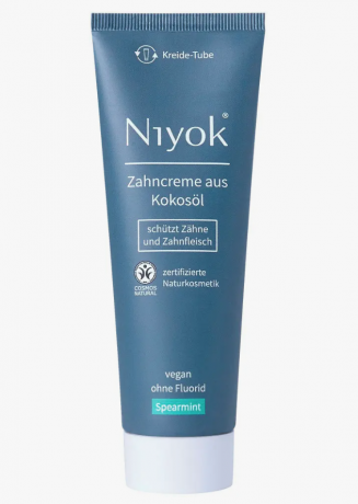 Niyok Zahncreme aus Kokosol Spearmint 75ml, Натуральная зубная паста с кокосовым маслом и ксилитом, без фтора, свежая мята, антибактериальная, 75 мл