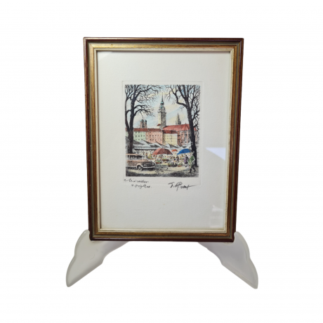 Картина в деревянной раме винтажная "Галерея Отто", 19 x 14,5 x 1,5 см, Германия, 1970-80гг.