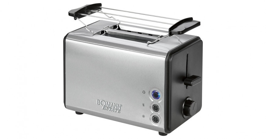 Bomann Bomann Toaster TA 1371 CB edelstahl/schwarz, 850 Watt, fur 2 Scheiben Toast edelstahl/schwarz Тостер Bomann TA 1371 CB нержавеющая сталь/черный, 850 Вт, на 2 ломтика тостов