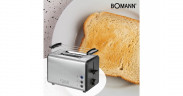 Bomann Bomann Toaster TA 1371 CB edelstahl/schwarz, 850 Watt, fur 2 Scheiben Toast edelstahl/schwarz Тостер Bomann TA 1371 CB нержавеющая сталь/черный, 850 Вт, на 2 ломтика тостов