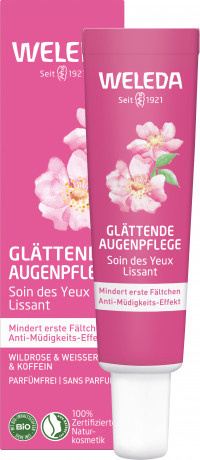 WELEDA Glaettende Augenpflege, 12 ml, Разглаживающий крем вокруг глаз с дикой розой и кофеином без отдушки, 12 мл