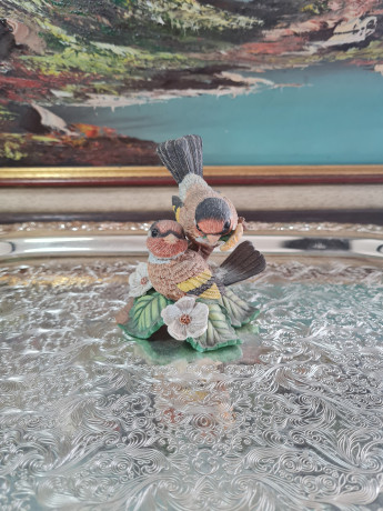 Фигурка винтажная H.C./ Flowered With Love "Две птички на ветке", керамика, 9.5 см, Китай, 1996г.