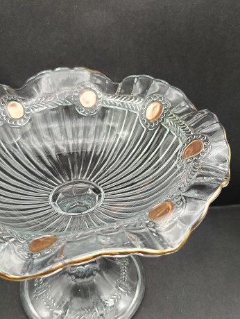 Фруктовница винтажная средняя Im Stil Walther Glas с объемным декором, стекло, 18 х 23.5 см, Германия, 1970-80гг.