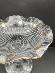 Фруктовница винтажная средняя Im Stil Walther Glas с объемным декором, стекло, 18 х 23.5 см, Германия, 1970-80гг.