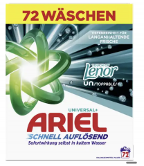 Ariel Vollwaschmittel Pulver Touch of Unstoppables Grobpackung 72WL, Стиральный порошок с ароматом Lenor Unstoppables, 72 загрузки