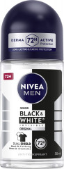 NIVEA MEN Black &amp; White Invisible Original Anti-Transpirant Roll-On, 50 ml, Нивеа Мужской антиперспирант ролик, невидимый, защита одежды от пятен, 72ч защита, 50 мл