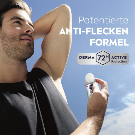 NIVEA MEN Black & White Invisible Original Anti-Transpirant Roll-On, 50 ml, Нивеа Мужской антиперспирант ролик, невидимый, защита одежды от пятен, 72ч защита, 50 мл