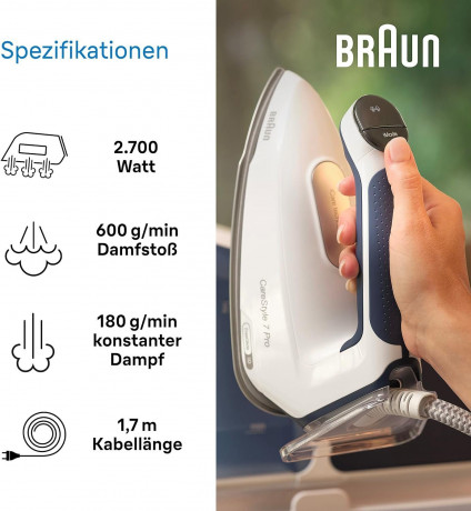 Braun Braun Dampfbugelstation CareStyle 7,Bugelstation,Dampf,Bugelstationen mit Dampfstation, 2000,00 ml Wassertank, 2L Tank abnehmbar,Dampfbugelstation,Bugeleisen,Dampfbugeleisen Паровая гладильная станция Braun CareStyle 7, гладильная станция, пар, гла