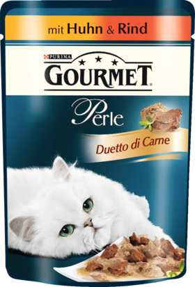 GOURMET Влажный корм Для кошек, Perle Duetto di Carne с Курицей и Говядина, 85 г