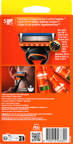 GILLETTE Rasierer, Fusion5 Starterset, 1 St, Джилетт Стартовый набор для бритья Fusion5: станок и 4 сменные кассеты, 1 набор