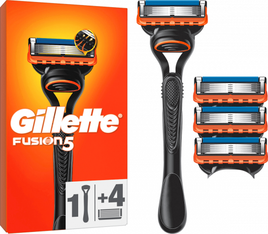 GILLETTE Rasierer, Fusion5 Starterset, 1 St, Джилетт Стартовый набор для бритья Fusion5: станок и 4 сменные кассеты, 1 набор