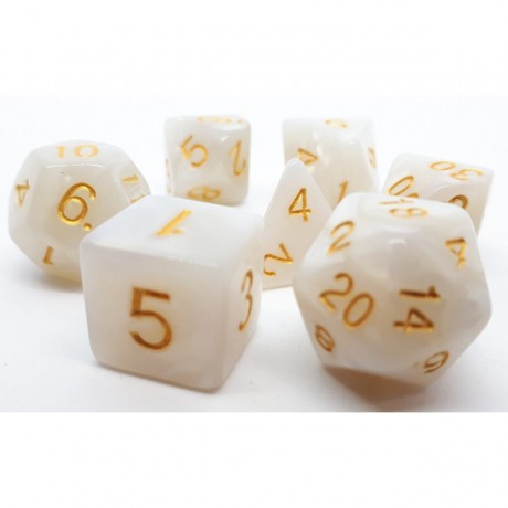 dice4friends 7-tlg. RPG Wurfelset Pearl: White\/Gold 7 шт. RPG Dice Set Жемчуг: Белый/Золотой