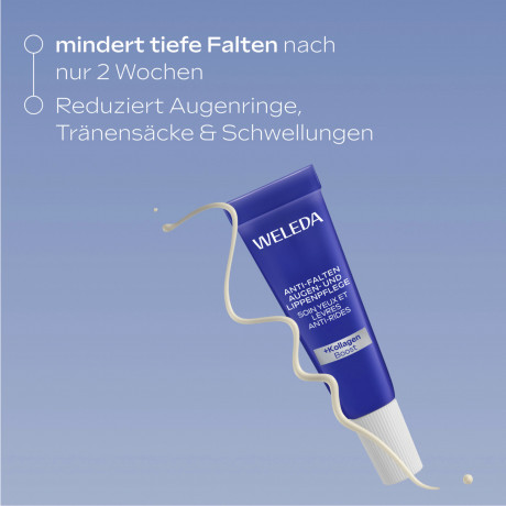 WELEDA Anti-Falten Augen & Lippenpflege, 10 ml, Крем против морщин для области глаз и контура губ с синей горечавкой и эдельвейсом, без отдушки, 10 мл